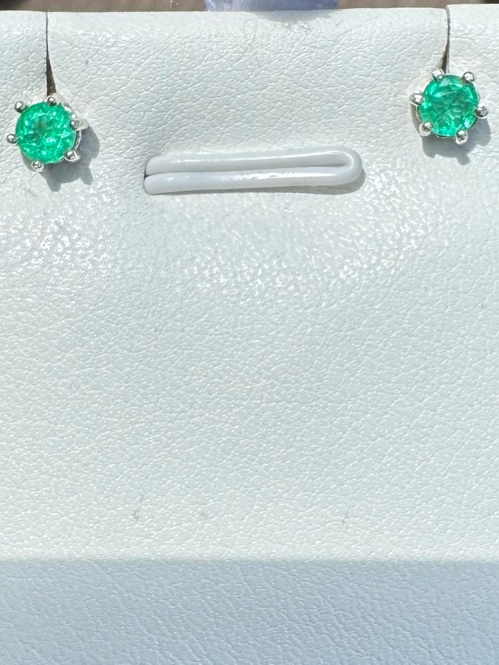 18k WG Genuine Columbian Emerald Stud Earrings